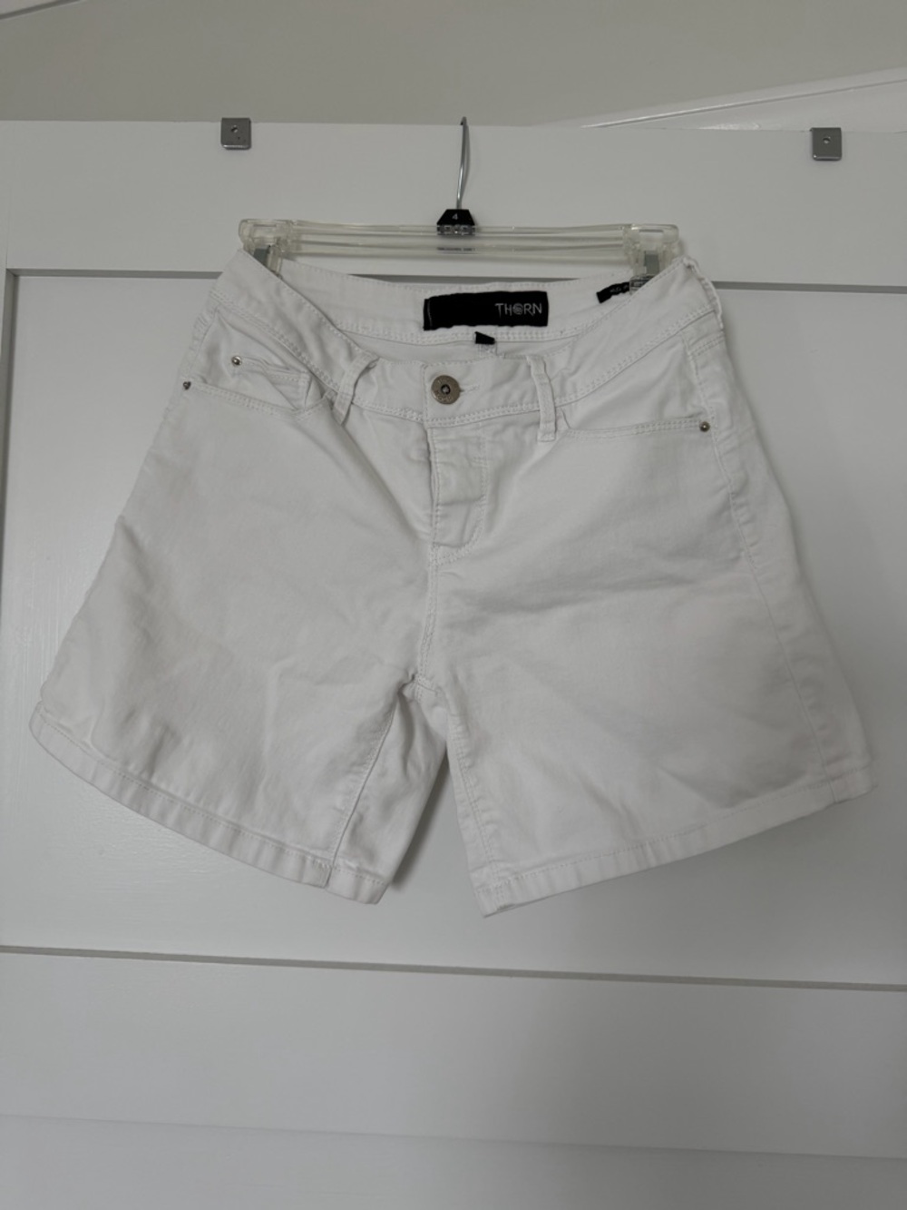 THORN White Cotton Bermuda Shorts for Women